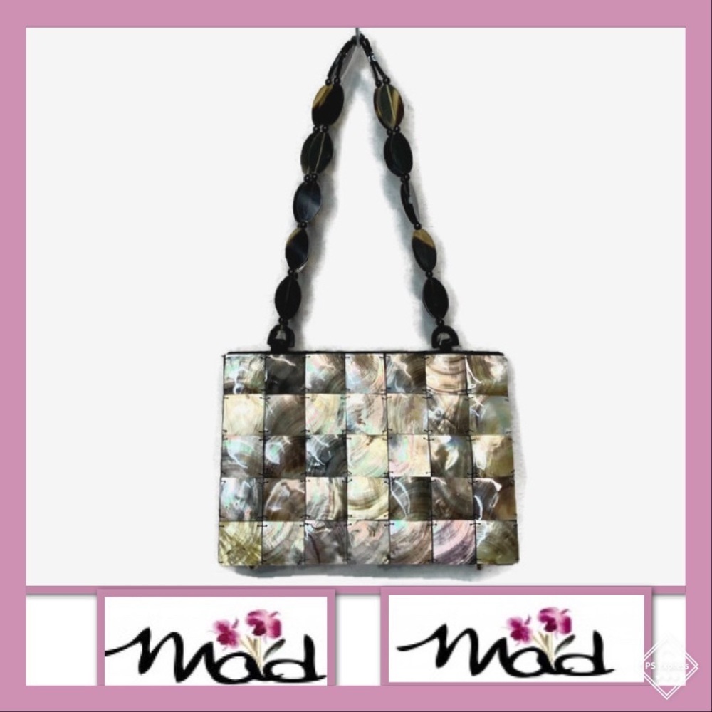 NWOT Mad by Design irredescent shell tile purse